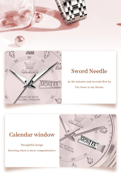 OLEVS 5513X Women Watch Original Fragrant Quartz Wristwatch Automatic Date Watches For Women Waterproof Luminous Gifts For Women