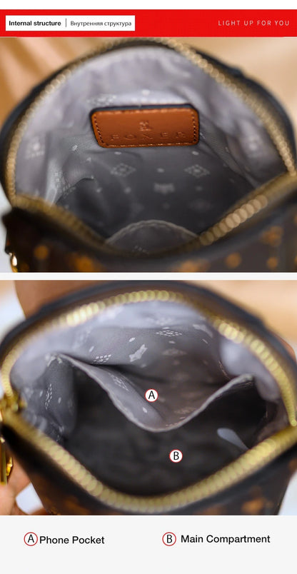 FOXER Woman Small Monogram Cellphone Bag Vintage Shoulder Bag Girl Mini Crossbody Bag PVC Lady Messenger Bag Gift for Wife,Lover