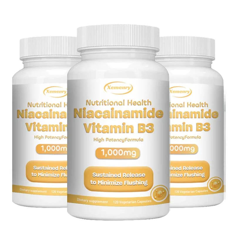 Niacinamide Vitamin B3 Capsules - Supports Brain Function and Heart Health, Boosts Energy Production, and Enhances Immunity