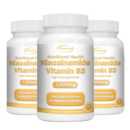 Niacinamide Vitamin B3 Capsules - Supports Brain Function and Heart Health, Boosts Energy Production, and Enhances Immunity