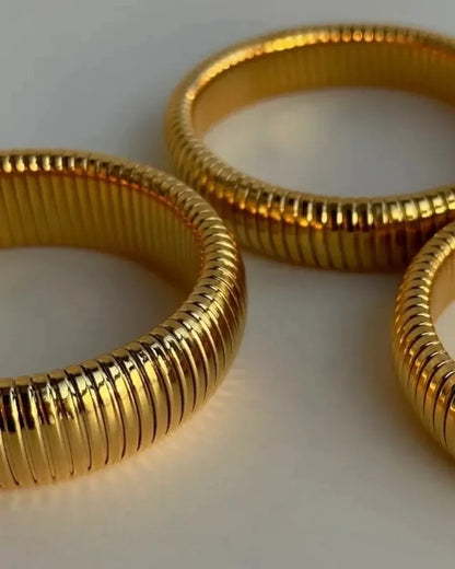 Stainless Steel Texture Flex Snake Chain Cuff Bracelet 18k Gold Plated Wide Bracelet Bangle Fashion Jewelry Women Gifts Badiee Stylez