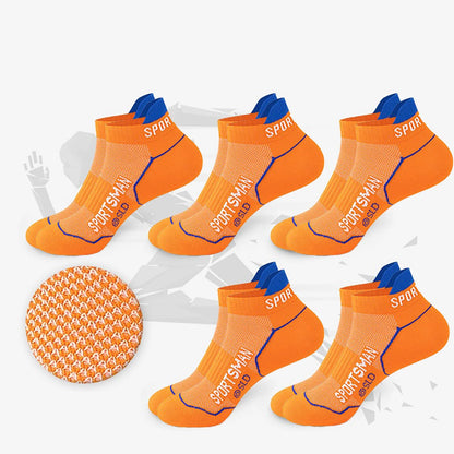 5 Pairs sport Socks High Quality Men's Summer Man Short Socks Breathable Ankle Socks Cotton Black Thin Cut Run Men Socks 5 orange EUR40-44 CHINA