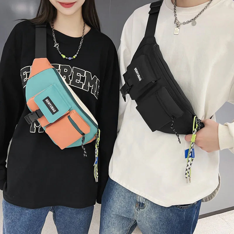 Women Waist Bag Casual Nylon Fanny Packs Banana Bags Street Hip Hop Waist Packs Unisex Chest Pack Travel Shoulder Crossbody Bags