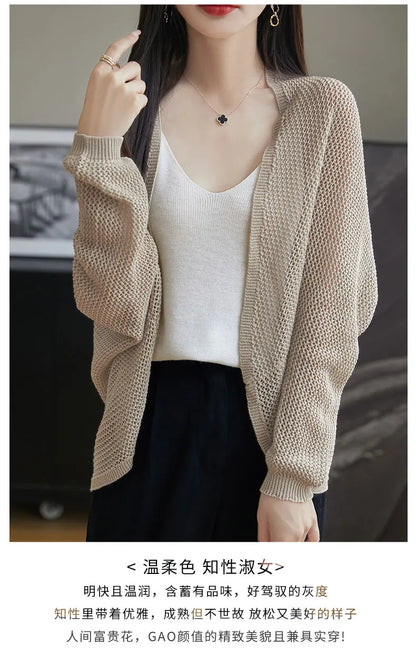 2025 New Hollow Out Loose Knit Cardigan Women Openwork Linen Shawl Summer Kimono Style Unique Cape Shawl Sweater Shrug Top