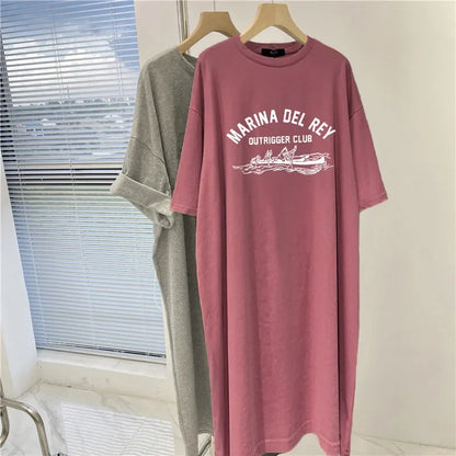 Summer Plus Loose Printed Short Sleeve Dress for Women