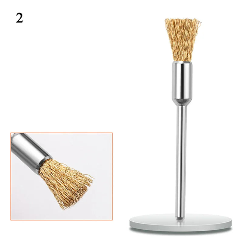Nail Drill Bit Cleaning Brush Manicure Grinding Head Dual Brush Electric Drills Copper Wire Drill Brush Cleaner Nail Art Tools