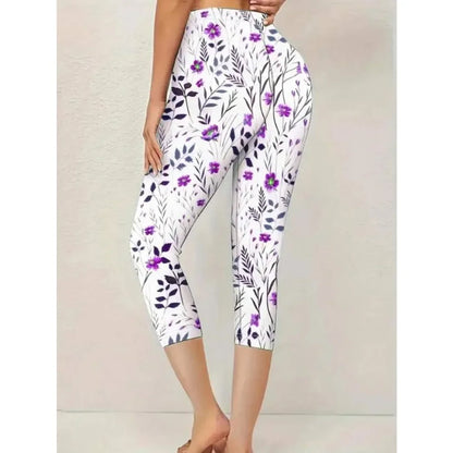 Plus Size Fashion Printed For Women Cropped Leggings Women's Tight Pants Seven-point Leggings Fuchsia