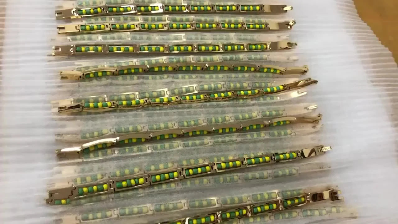 Wholesale New Arrival Stainless Steel Jewelry Green and Yellow Color Orula Elegua Bracelet Mix Beads Unisex Bangle For Women Men Badiee Stylez