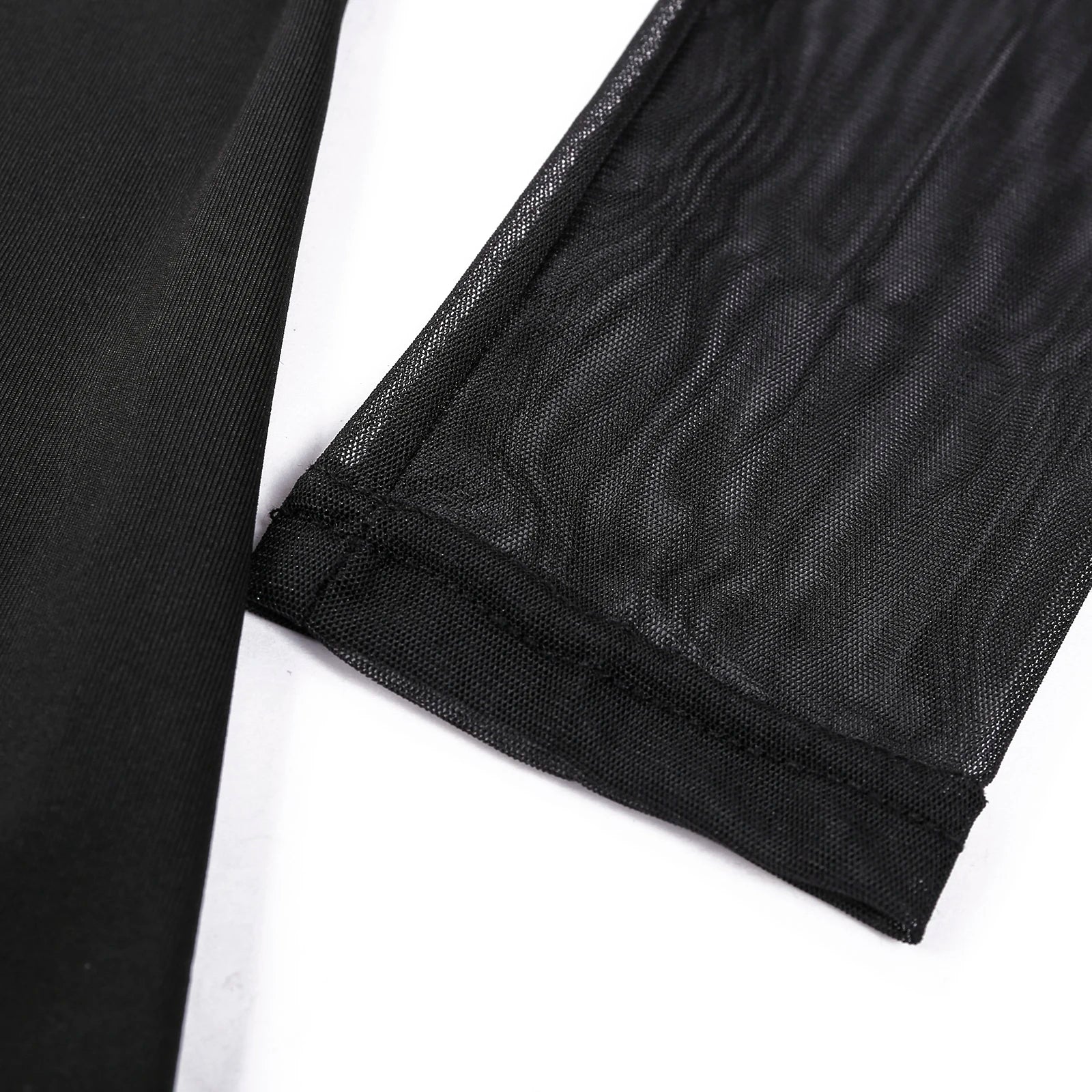 Women Hip Dress Solid Color Lace Mock Neck Long Sleeve See Through Mesh Dress for Cocktail Parties Bars Night Clubs