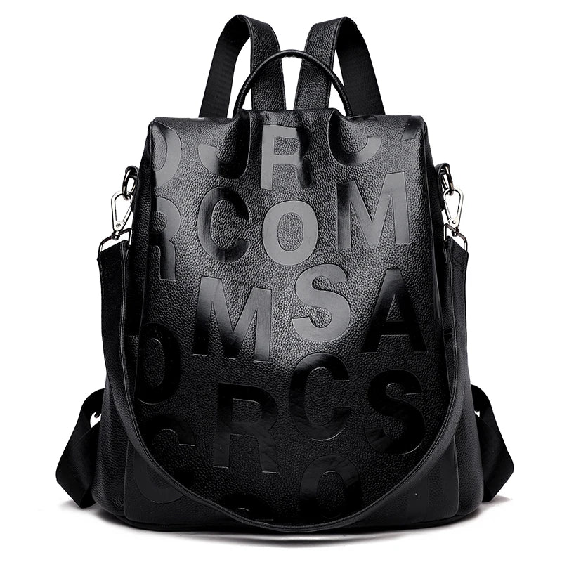 2022 New Women Backpack High Quality Soft Leather Backpack School Bags For Girls Large Capacity Anti-theft Travel Backpack Sac Black