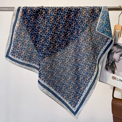 Fashion 70cm Cotton Square Scarf Women Floral Print Design Bandanas Lady Scarves Headband Accessories Handkerchief Hair QME186-01 65x65cm