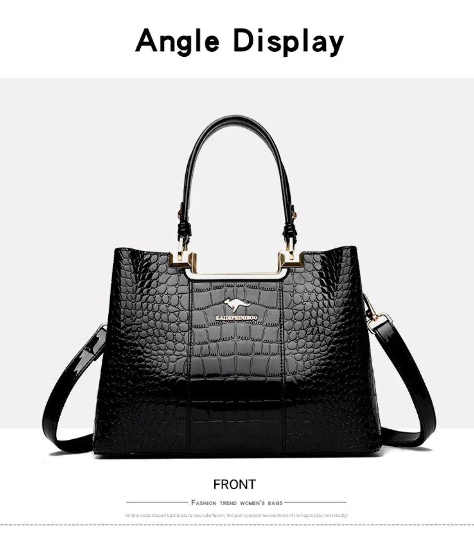 Three Layers Women Shoulder Bags Luxury Designer High Quality Patent Leather Messenger Casual Tote Bag Large Capacity Hand bags