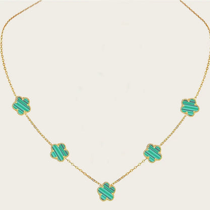 Stainless Steel Sets Earrings Necklace Bracelet Christmas Birthday Gifts Gold Plated Women's Double Sided Flower Elegant Fashion