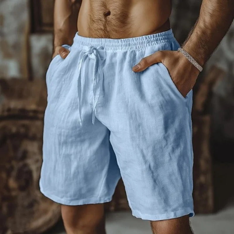 2025 New Summer New Men's Cotton Linen Breathable Shorts Hawaii Beach Pants Male Solid Color Trousers Loose Versatile Streetwear Badiee Stylez