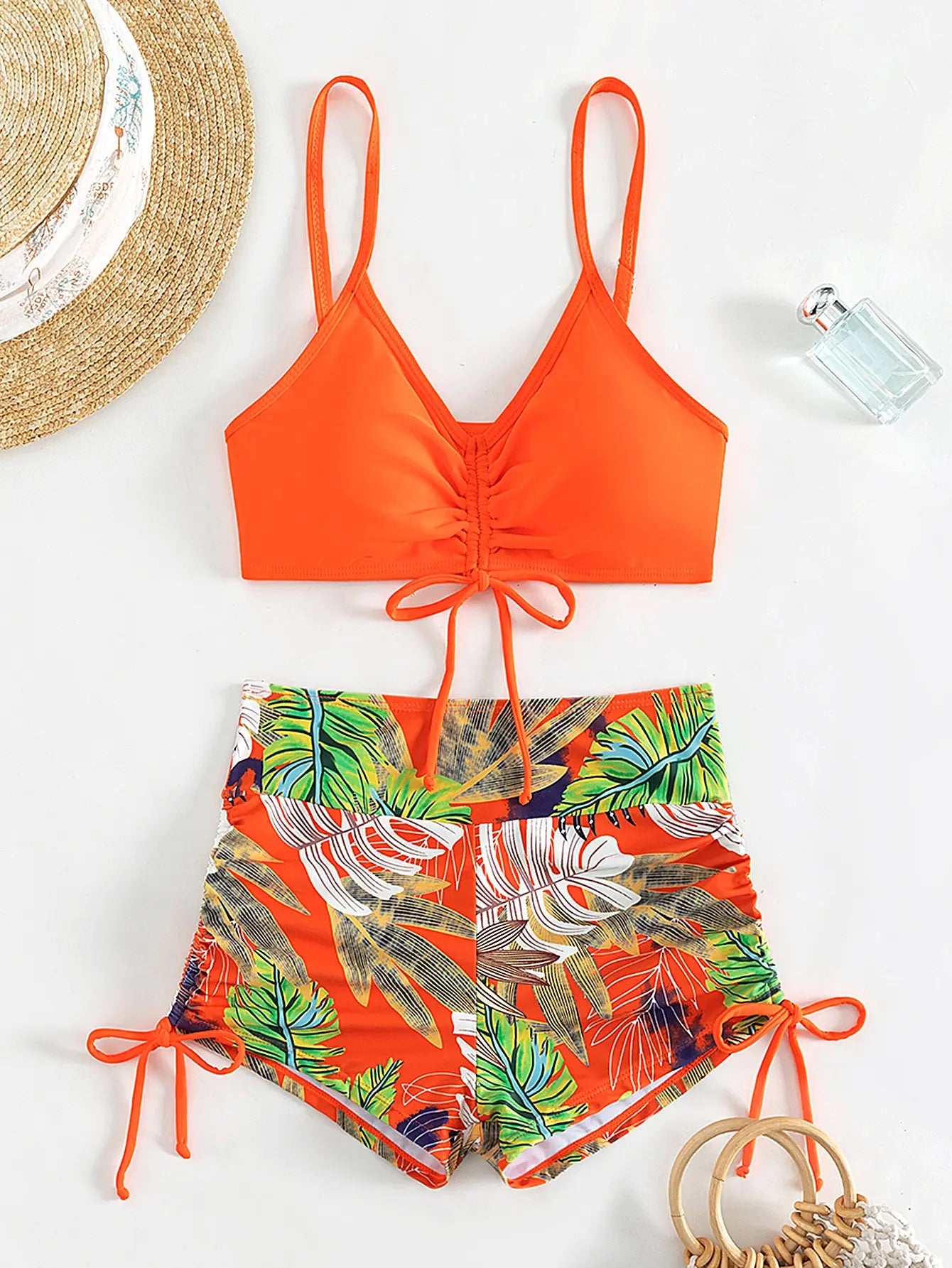 Drawstring Front Shorts Bikinis 2025 High Waist Swimsuit Women Swimwear Female Bathers Bathing Swimming Swim Suit Beachwear