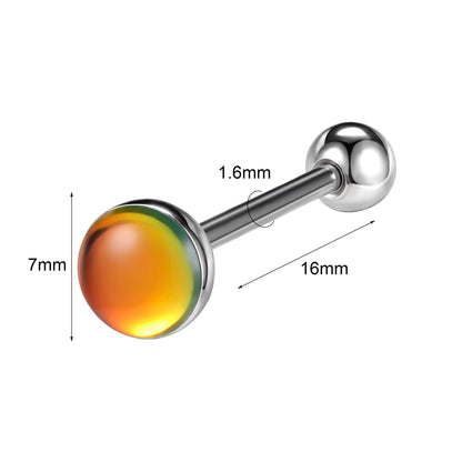 ZS 1Piece 14G Oil Luminescence Tongue Piercing Rings Stainless Steel Tongue Stud Skull Star Studs Earrings BCR Piercings Jewelry Badiee Stylez