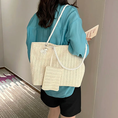 Designer Women Handbags Fashion Large Capacity Straw Tote Bag Summer Beach Bag Casual Bali Big Purse
