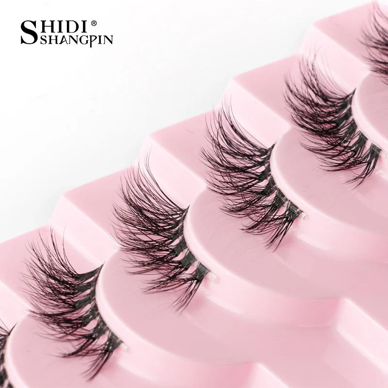 SHIDISHANGPIN 5/10Pairs False Lashes Cat Eye Eyelashes Eyelash Extension 3D Mink Half Lashes Natural Makeup faux Cils maquiagem