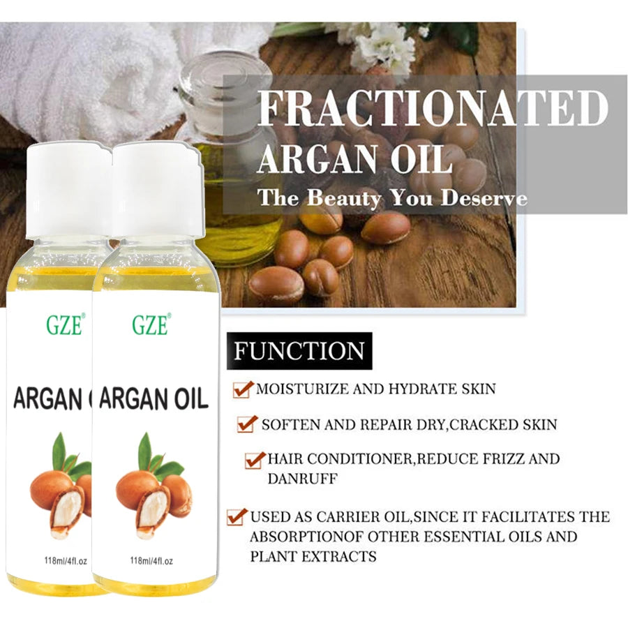 GZE Organic Moroccan Argan Oil Pure Cold Pressed Virgin Premium Grade Moisturizer for Dry, Damaged Skin, Hair, Face, Body, Scalp