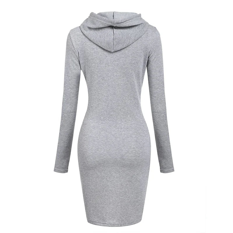 Fashion Sweatshirt Dresses Women's Pocket Hooded Casual Dresses Mini Dresses Badiee Stylez