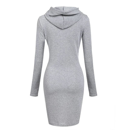 Fashion Sweatshirt Dresses Women's Pocket Hooded Casual Dresses Mini Dresses Badiee Stylez