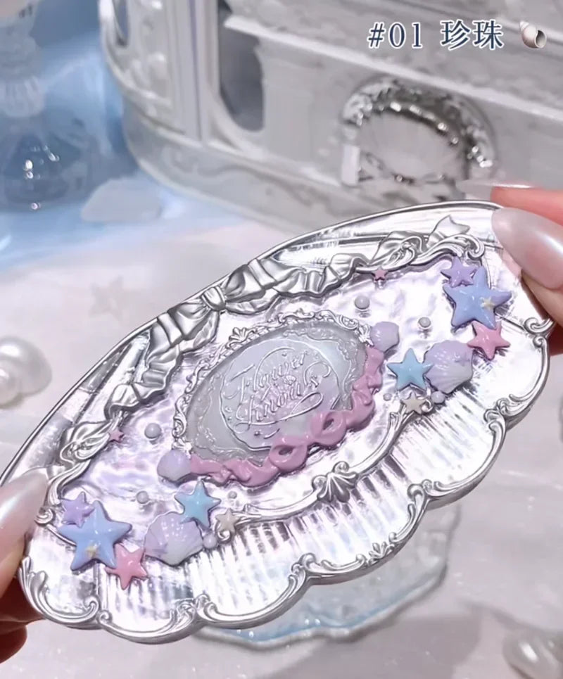 FlowerKnows Shell's Jewel Series Eyeshadow Palette 6Color Matte Shimmer Glitter Eye Makeup Embossing Cosmetics Beauty Eye Shadow