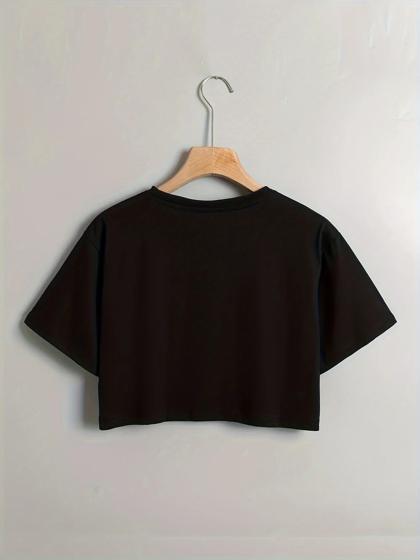 Letter Print Crew Neck Pullover T-Shirt Casual Short Sleeve Crop T-Shirt for Every Day Women's Clothing