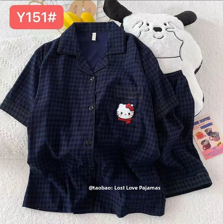 Cute Pink Cloud Cotton Spwear Bear Print Home Clothes Long Sve ort Sve Women's Comfortable Home Suit Summer Thin