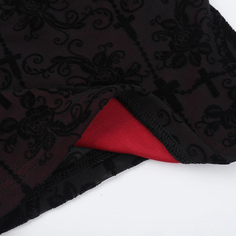 Goth Sexy Lace Corset Crop Tops Camis Y2K Harajuku Aesthetic Black Red Cross Basic Tank Top Summer Women Grunge Emo Streetwear