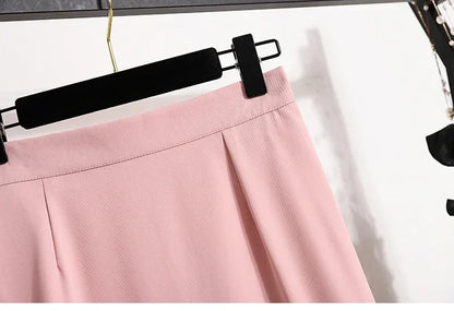 2025 Summer Female Fashionable Versatile Solid Skirts High Waisted Mid Length A-line Plus Size Skirt Split Wrap Body Skirt