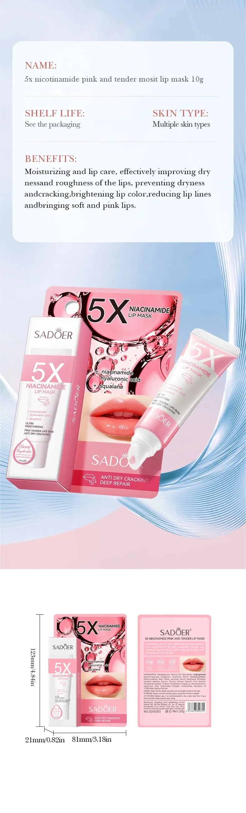 Exfoliating Lip Treatment Mask Gloss - Lightening Melanin Dark Lip Balm Remove Pink Moisturizing Reduce Lip Lines Improve Drynes