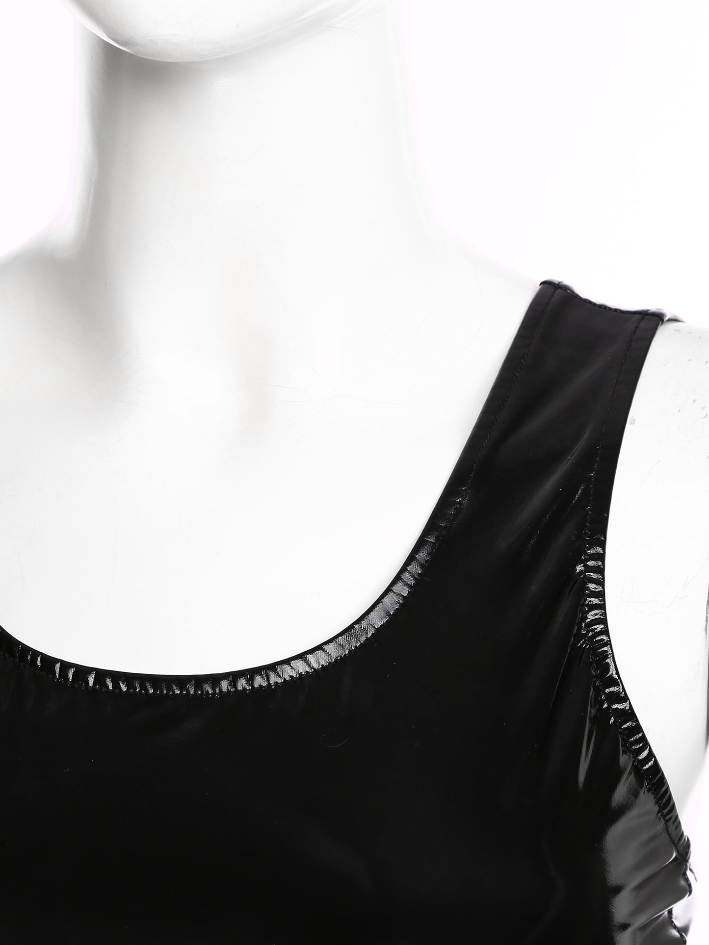 Sexy Women Wetlook Leather Tank Bodycon Dress Latex Sleeveless Mini Dresses Clubwear with Metal Clips Party Club Clothes Femme