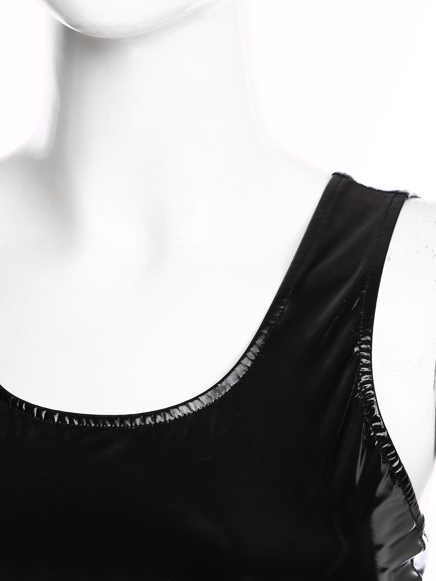 Sexy Women Wetlook Leather Tank Bodycon Dress Latex Sleeveless Mini Dresses Clubwear with Metal Clips Party Club Clothes Femme