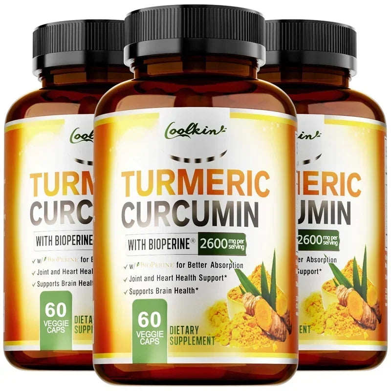 Turmeric Curcumin - Relieve joint pain, promote bone growth, Supports Joint Inflammation, Antioxidant and Digestive Health 60 Capsule-3bottles