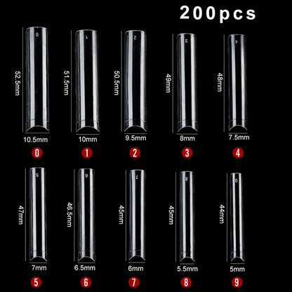 100/200PCS Professional 3XL Extra Long Clear Square Nail Tips Half Cover Acrylic Nails NO C CURVE Long Square Fake Nail Tips 200pcs