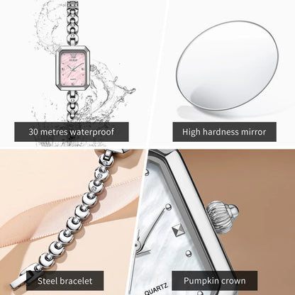 OLEVS 3665 Woman Watches Original Elegant Fashion Square Quartz Watch Chain Bracelet Ladies Watch Bracelet Gifts New Reloj Mujer