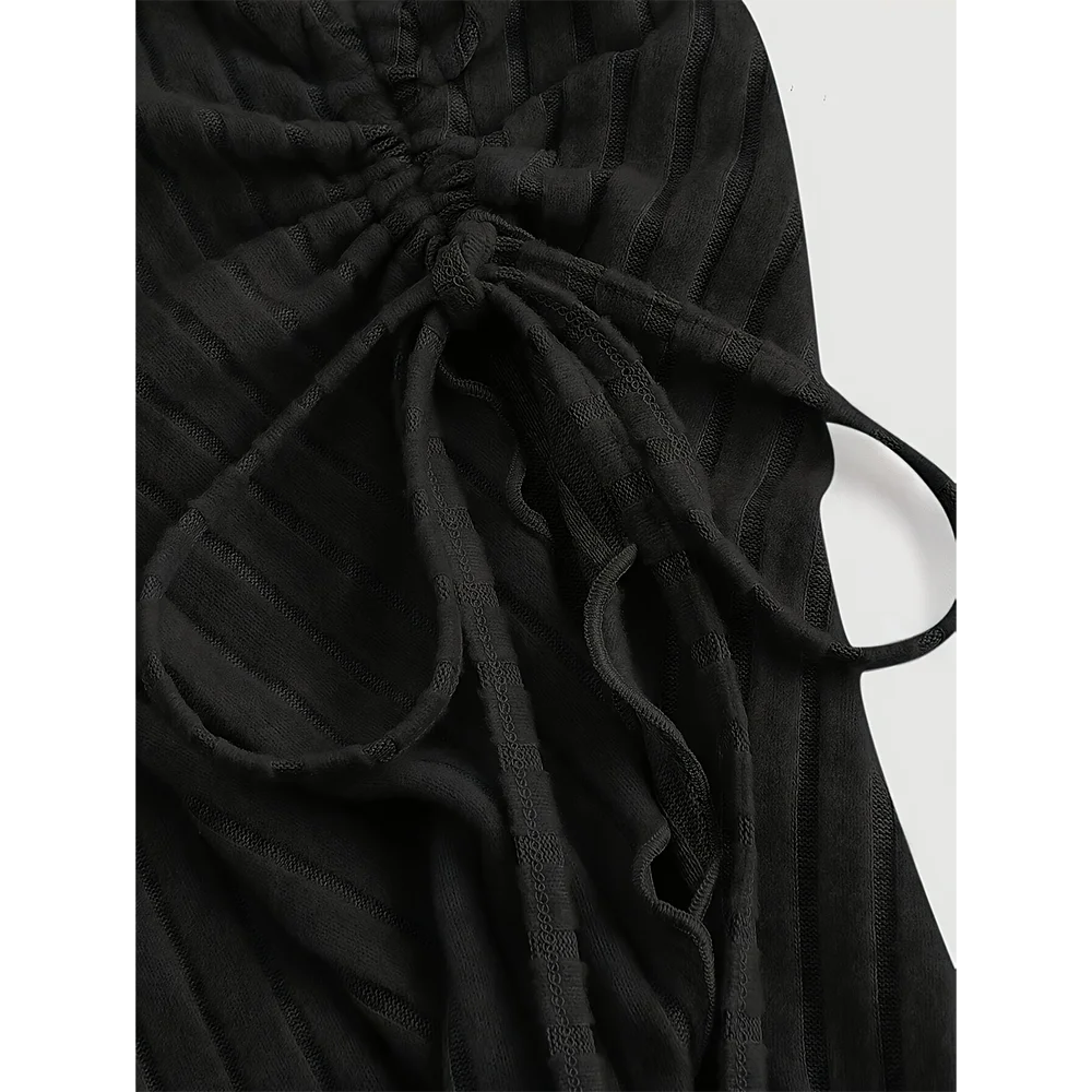 women's New off shoulder cross long sleeved slim fit casual street style asymmetrical elegant T-shirt trumpet sleeve top