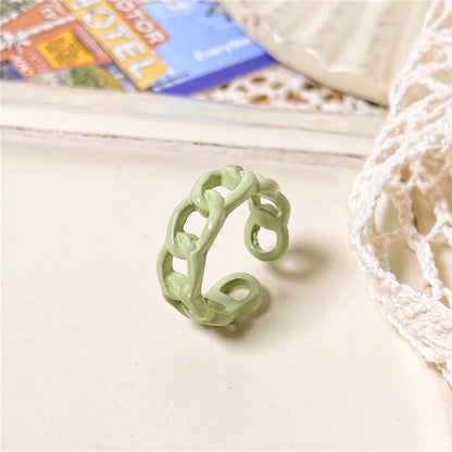 2022 Summer Colorful Ring Set Wholesale Fashion Geometric Chain Candy Color Irregular Opening Rings Women Party Finger Jewelry 5343908