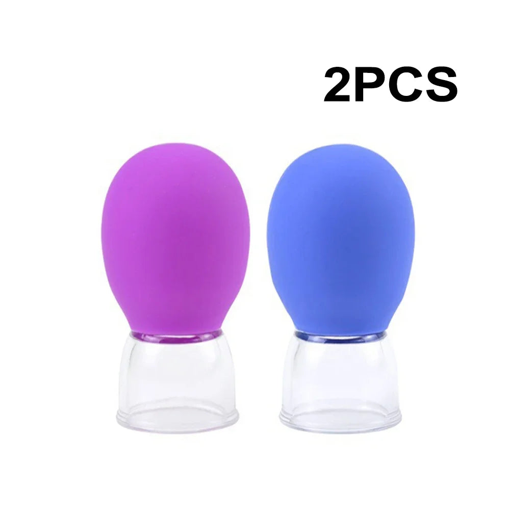 Facial Cupping Machine Silicone Face Massager Lifting Facial Shaping Vacuum Glass Jar Anti-Wrinkle Cupping Therapy Beauty Tool 2PCS