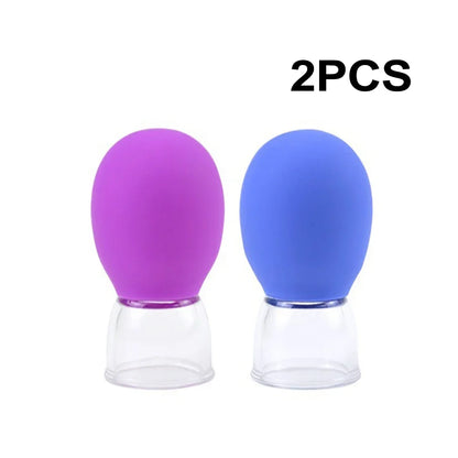Facial Cupping Machine Silicone Face Massager Lifting Facial Shaping Vacuum Glass Jar Anti-Wrinkle Cupping Therapy Beauty Tool 2PCS