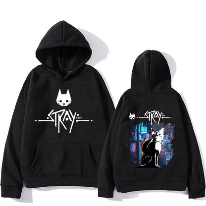 Fashion Women Men Hoodie Stray Cat Cotton Sweatshirt Game Print Pullover Hoodie Female Clothing Streetwear Top Gift Plus size Hblack