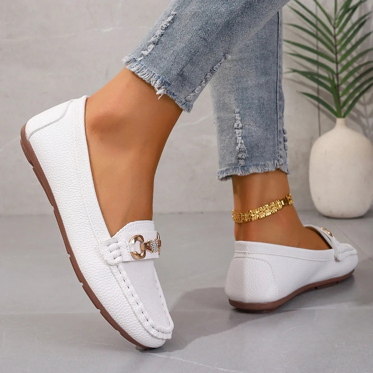 Women's Casual Slip on Mary Jane Shoes 2025 Spring Autumn New Fashion Round Toe Solid Soft Sole Flat Loafers Zapatos De Mujer