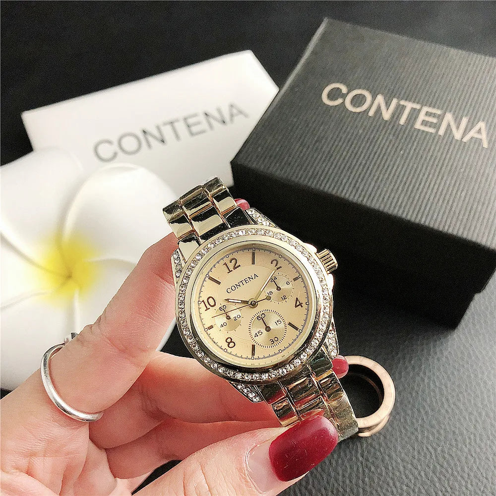 Fashion Diamond Women's Watch Luxury Stainless Steel Ladies Quartz Wristwatch Clock Elegant Dress Female Clock relogio feminino