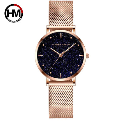 2025 New Women's Luxury Watch Matte Dial Japanese Quartz Movement Stainless Steel Mesh Strap Hannah Martin Brand Original Watch MS36-H-WFF