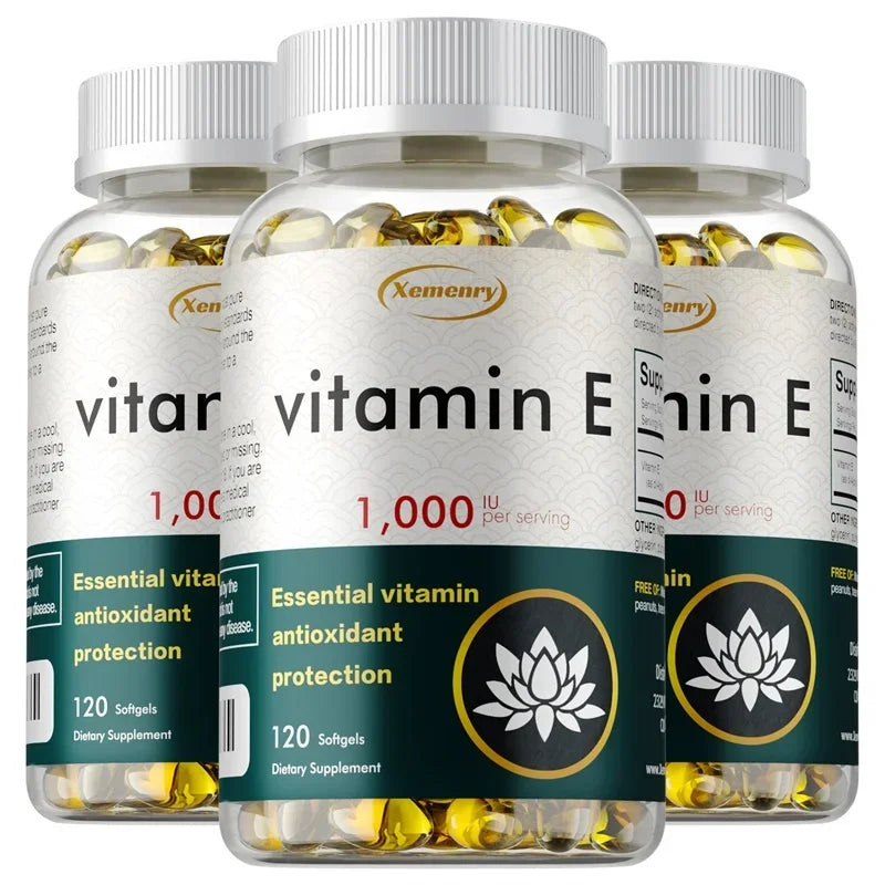 Vitamin E - Improve Skin Roughness, Anti-aging, Remove Acne Marks, Whiten, Enhance Immunity 120 Capsule-3bottles