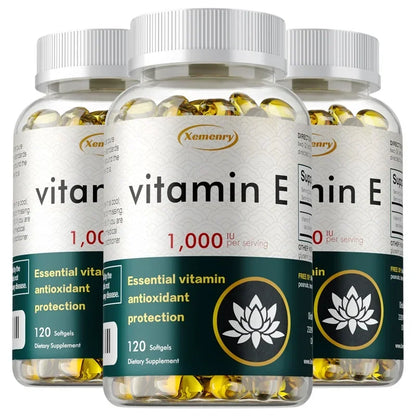 Vitamin E - Improve Skin Roughness, Anti-aging, Remove Acne Marks, Whiten, Enhance Immunity 120 Capsule-3bottles