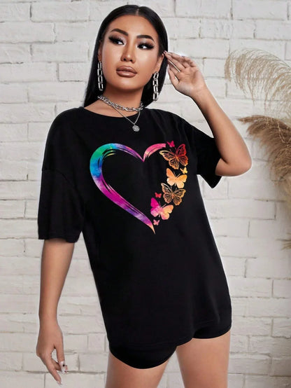 The Love Strung Together By Butterflies Printing Women T Shirts Two Piece Set Fashion Short Sets Comfortable Basic Shirt Shorts Badiee Stylez