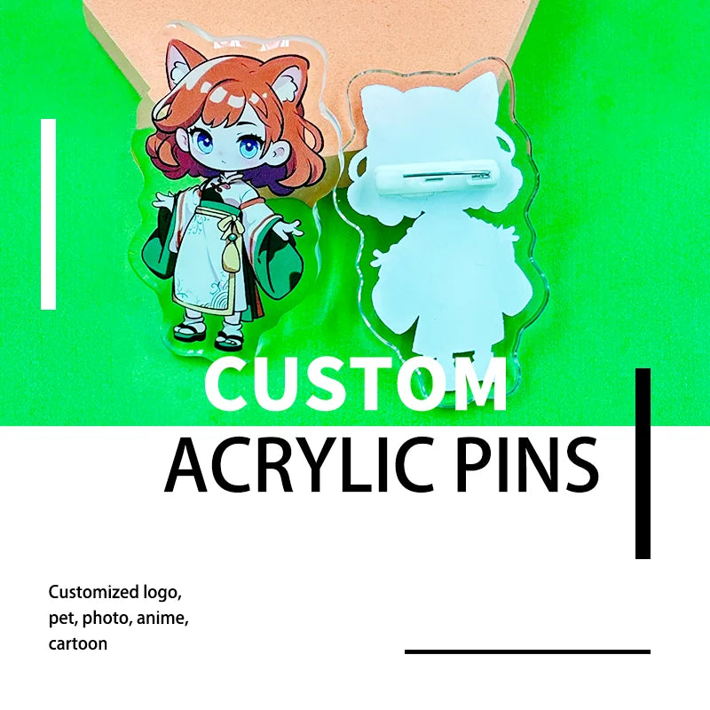 Custom Acrylic Brooches Popular Fashion Clothing Bags Accessories Kids DIY Personalized Design women fathers day gifts Pins