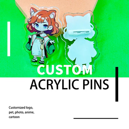 Custom Acrylic Brooches Popular Fashion Clothing Bags Accessories Kids DIY Personalized Design women fathers day gifts Pins