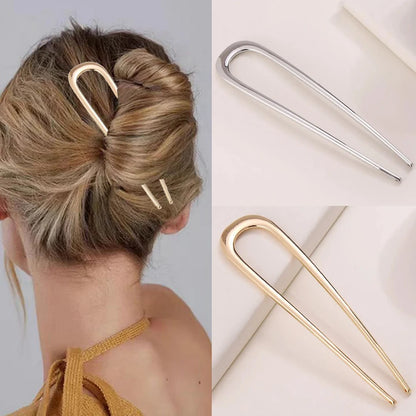 2Pcs French Pins Hair Pins 5.5 Inch Metal U-Shaped Hair Clip Hair Vintage French Twist Hair Pin for Women Girls Hairstyle Gifts Badiee Stylez